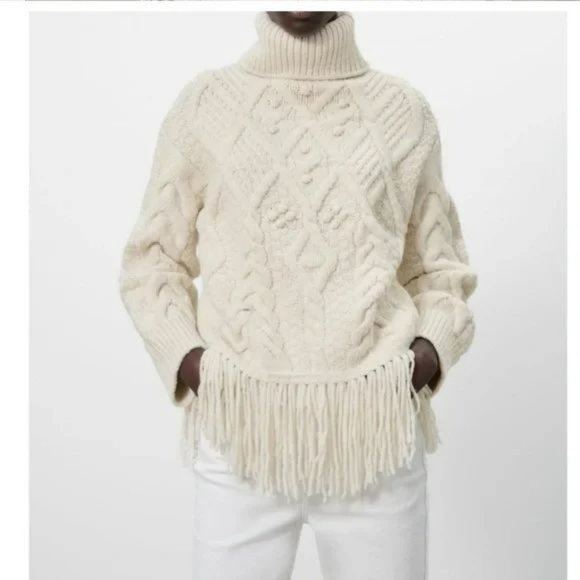 ZARA FRINGED KNIT SWEATER - Picture 11 of 13